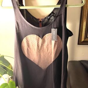 NWT Wet Seal Beaded Heart Tank Back Zip Silky cotton /modal/poly blend! Medium